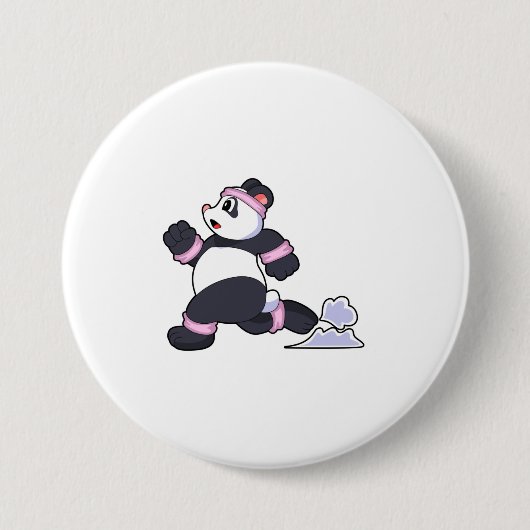 Panda als Runner op Running Ronde Button 7,6 Cm (Voorkant)