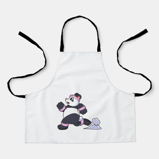 Panda als Runner op Running Schort (Voorkant)