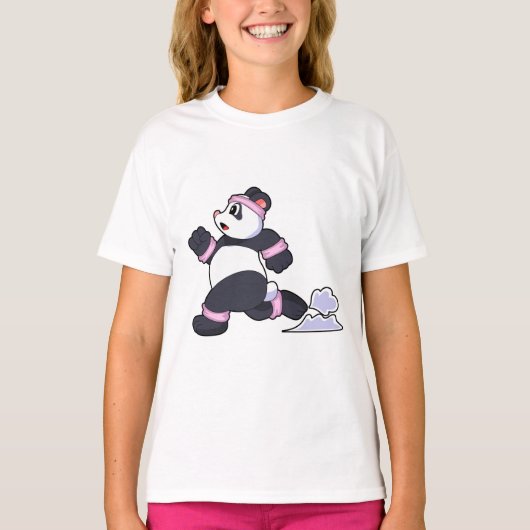Panda als Runner op Running T-shirt (Voorkant)