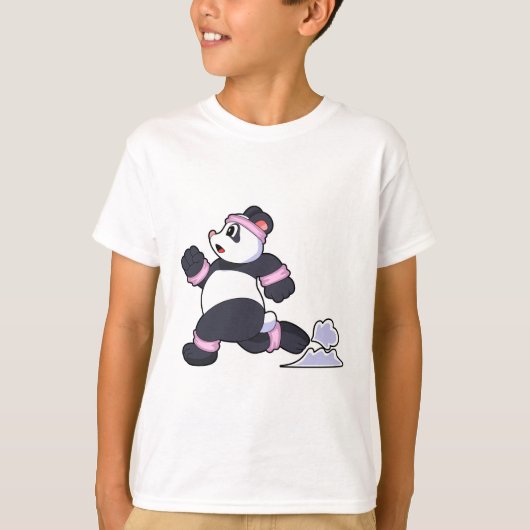 Panda als Runner op Running T-shirt (Voorkant)
