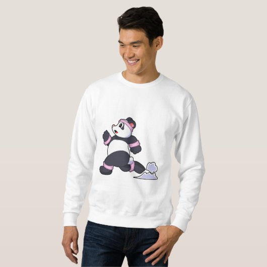 Panda als Runner op Running Trui (Voorkant volledig)