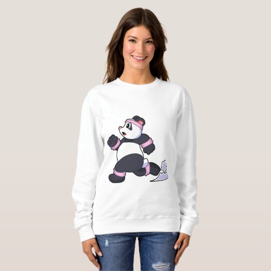 Panda als Runner op Running Trui (Voorkant volledig)