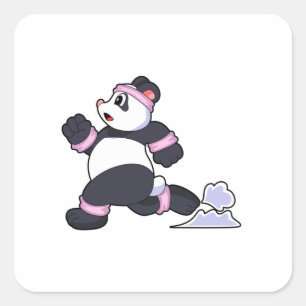 Panda als Runner op Running Vierkante Sticker
