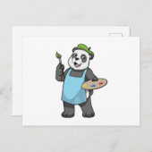 Panda als schilder met kwast en kleur briefkaart (Voorkant / Achterkant)