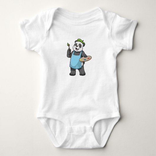 Panda als schilder met kwast en kleur romper (Voorkant)