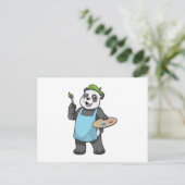 Panda als Schilder met Kwast & Kleur Briefkaart (Staand voorkant)