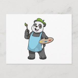 Panda als Schilder met Kwast & Kleur Briefkaart