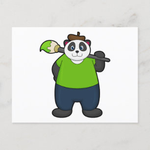 Panda als schilder met penseel briefkaart