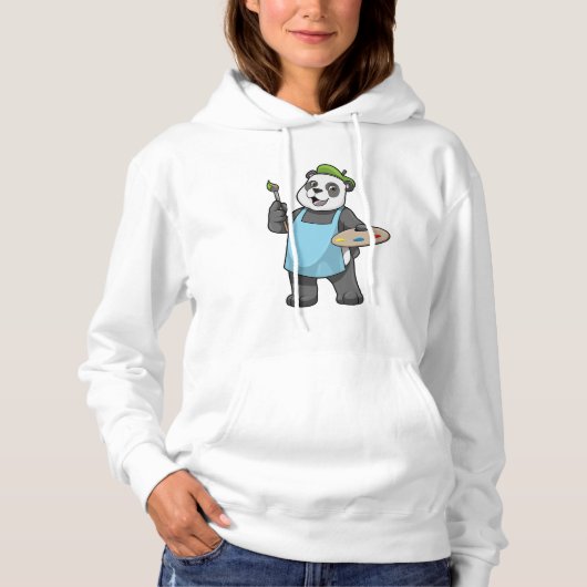 Panda als schilder met penseel en kleur hoodie (Voorkant)