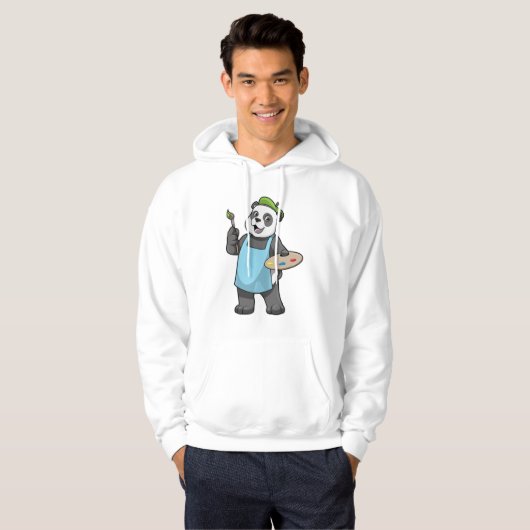 Panda als schilder met penseel en kleur hoodie (Voorkant volledig)
