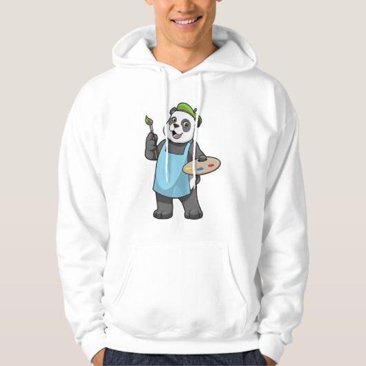 Panda als schilder met penseel en kleur hoodie (Voorkant)