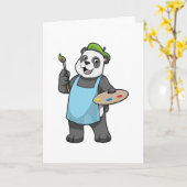 Panda als schilder met penseel en kleur kaart (Gele Bloem)