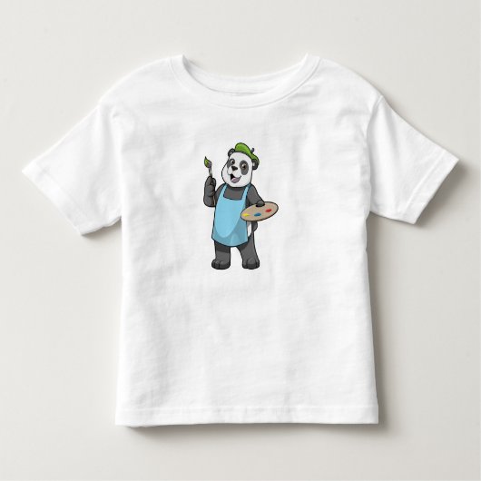 Panda als schilder met penseel en kleur kinder shirts (Voorkant)