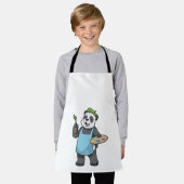 Panda als schilder met penseel en kleur schort (Gedragen)