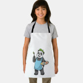 Panda als schilder met penseel en kleur schort (Insitu)