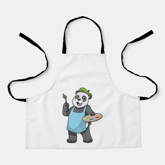 Panda als schilder met penseel en kleur schort (Voorkant)