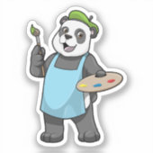 Panda als schilder met penseel en kleur sticker (Voorkant)