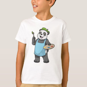 Panda als schilder met penseel en kleur t-shirt