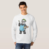 Panda als schilder met penseel en kleur t-shirt (Voorkant volledig)
