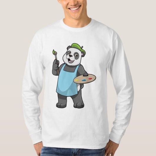 Panda als schilder met penseel en kleur t-shirt (Voorkant)