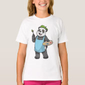 Panda als schilder met penseel en kleur t-shirt (Voorkant)