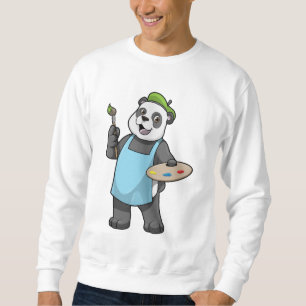 Panda als schilder met penseel en kleur trui