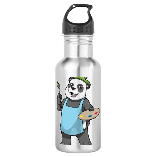 Panda als schilder met penseel en kleur waterfles (Voorkant)