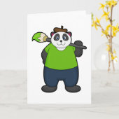 Panda als schilder met penseel kaart (Gele Bloem)