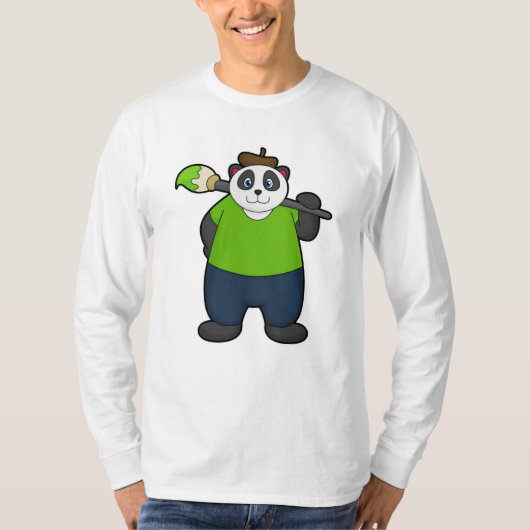 Panda als schilder met penseel t-shirt (Voorkant)
