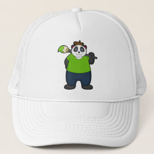 Panda als schilder met penseel trucker pet