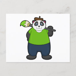 Panda als Schilder met Verfkwast Briefkaart