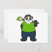 Panda als Schilder met Verfkwast Briefkaart (Voorkant / Achterkant)