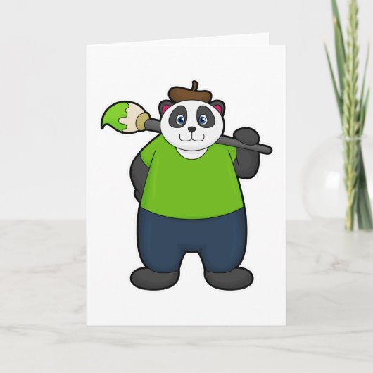 Panda als Schilder met Verfkwast Kaart (Voorkant)