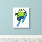 Panda als skijumper met skiën canvas afdruk (Insitu (Houten vloer))