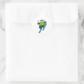 Panda als skijumper met skiën ronde sticker (Tas)