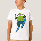 Panda als skijumper met skiën t-shirt (Voorkant)