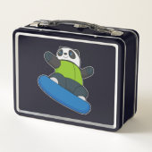 Panda als Snowboarder met Snowboard (Achterkant)