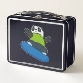 Panda als Snowboarder met Snowboard (Voorkant)