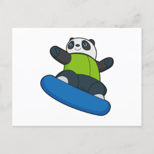 Panda als Snowboarder met Snowboard Briefkaart