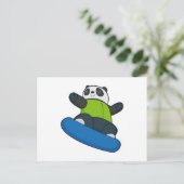 Panda als snowboarder met snowboard briefkaart (Staand voorkant)