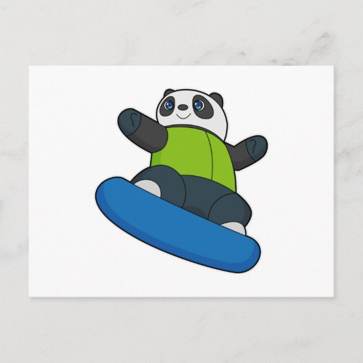 Panda als snowboarder met snowboard briefkaart (Voorkant)