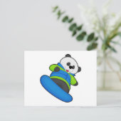 Panda als snowboarder met snowboard briefkaart (Staand voorkant)