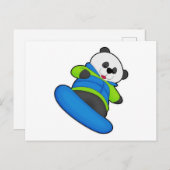Panda als snowboarder met snowboard briefkaart (Voorkant / Achterkant)