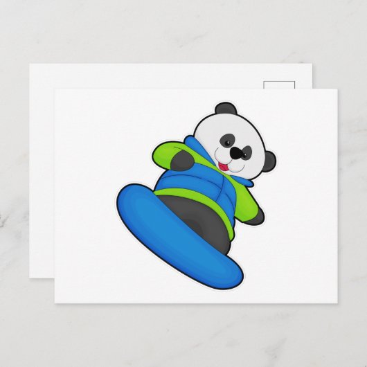 Panda als snowboarder met snowboard briefkaart (Voorkant / Achterkant)