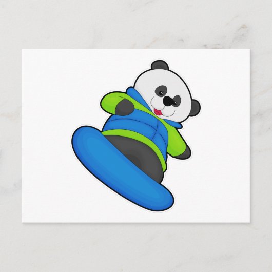 Panda als snowboarder met snowboard briefkaart (Voorkant)