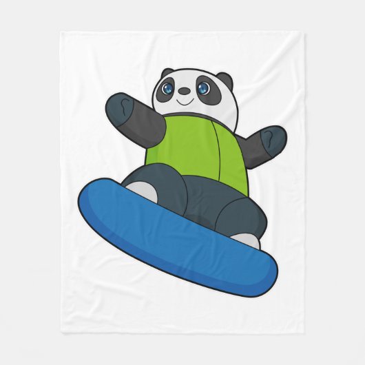 Panda als Snowboarder met Snowboard Fleece Deken (Voorkant)