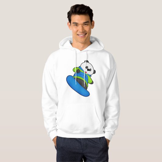 Panda als Snowboarder met Snowboard Hoodie (Voorkant volledig)