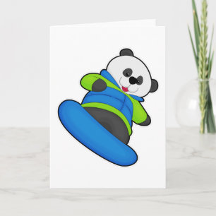 Panda als Snowboarder met Snowboard Kaart