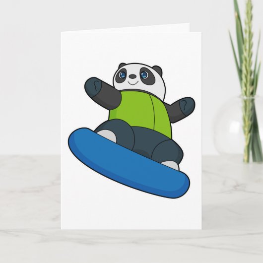 Panda als Snowboarder met Snowboard Kaart (Voorkant)