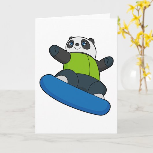 Panda als snowboarder met snowboard kaart (Gele Bloem)